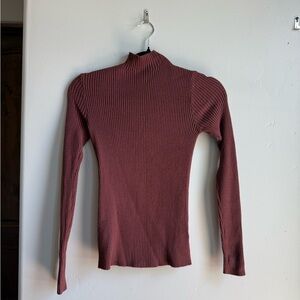 Chic Ribbed Mock Neck Sweater | Stretch Knit Long Sleeve Top | Dress Forum M